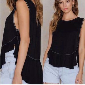 We The Free black ruffled uptown tank top medium